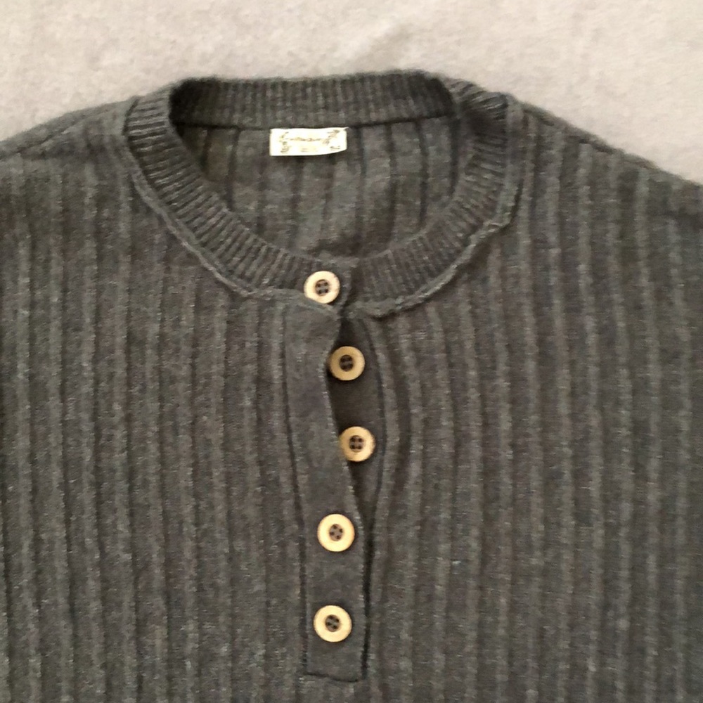 Free People Around the World Henley Sweater Gray S - Picture 4 of 11